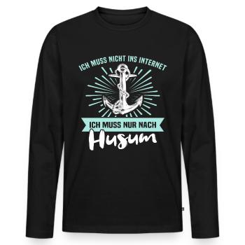 Husum Souvenir Husumer Nordsee - Männer Premium Bio Langarmshirt - Schwarz - Vorne - Nico (187cm)