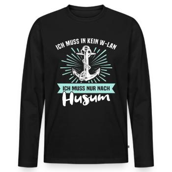 Husum Souvenir Husumer Nordsee - Männer Premium Bio Langarmshirt - Schwarz - Vorne - Nico (187cm)