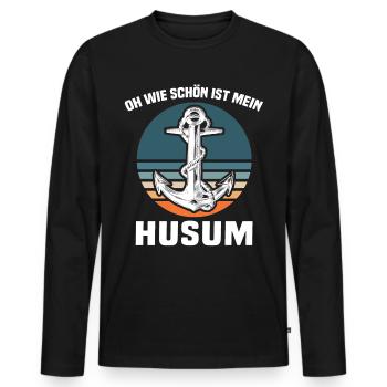 Husum Souvenir Husumer Nordsee - Männer Premium Bio Langarmshirt - Schwarz - Vorne - Nico (187cm)