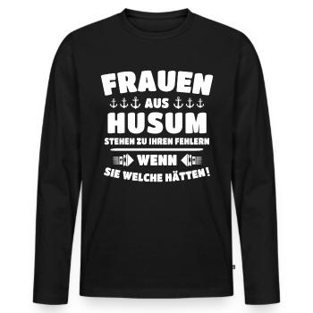 Husum Souvenir Husumer Nordsee - Männer Premium Bio Langarmshirt - Schwarz - Vorne - Nico (187cm)