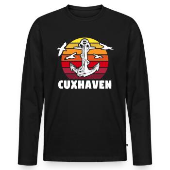 Cuxhaven Souvenir Cuxhavener - Männer Premium Bio Langarmshirt - Schwarz - Vorne - Nico (187cm)