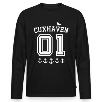 Cuxhaven Souvenir Cuxhavener - Männer Premium Bio Langarmshirt - Schwarz - Vorne - Nico (187cm)