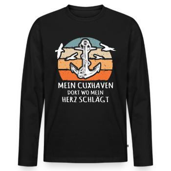 Cuxhaven Souvenir Cuxhavener - Männer Premium Bio Langarmshirt - Schwarz - Vorne - Nico (187cm)