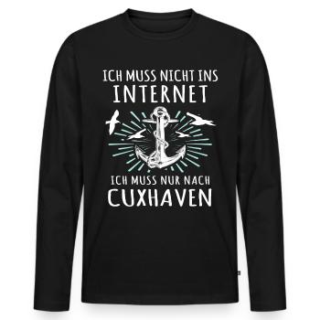 Cuxhaven Souvenir Cuxhavener - Männer Premium Bio Langarmshirt - Schwarz - Vorne - Nico (187cm)