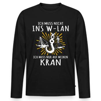 Kranführer Kran Kranfahrer - Männer Premium Bio Langarmshirt - Schwarz - Vorne - Nico (187cm)