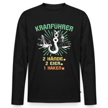 Kranführer Kran Kranfahrer - Männer Premium Bio Langarmshirt - Schwarz - Vorne - Nico (187cm)
