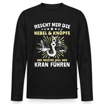 Kranführer Kran Kranfahrer - Männer Premium Bio Langarmshirt - Schwarz - Vorne - Nico (187cm)