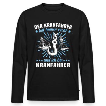 Kranführer Kran Kranfahrer - Männer Premium Bio Langarmshirt - Schwarz - Vorne - Nico (187cm)