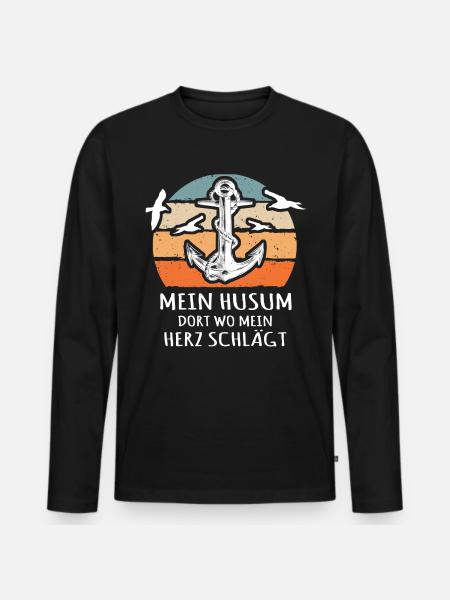 Husum Souvenir Husumer - Männer Premium Bio Langarmshirt - Schwarz