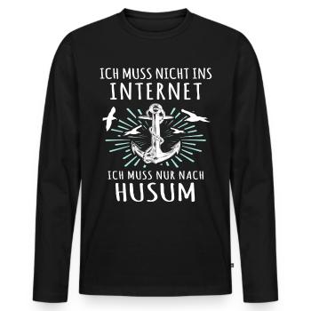 Husum Souvenir Husumer - Männer Premium Bio Langarmshirt - Schwarz - Vorne - Nico (187cm)
