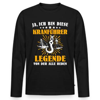 Kranführer Kran Kranfahrer Legende Kranfahren - Männer Premium Bio Langarmshirt - Schwarz - Vorne - Nico (187cm)
