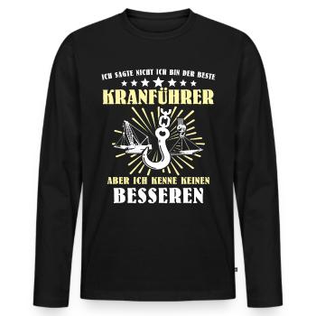 Kranführer Kran Kranfahrer Kranfahren - Männer Premium Bio Langarmshirt - Schwarz - Vorne - Nico (187cm)