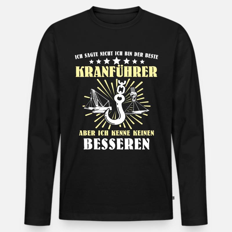 Kranführer Kran Kranfahrer Kranfahren - Männer Premium Bio Langarmshirt - Schwarz