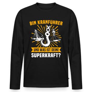Kranführer Kran Kranfahrer Kranfahren - Männer Premium Bio Langarmshirt - Schwarz - Vorne - Nico (187cm)