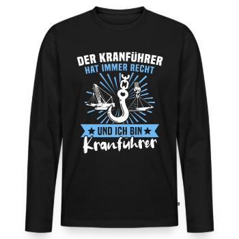 Kranführer Kran Kranfahrer Kranfahren - Männer Premium Bio Langarmshirt - Schwarz - Vorne - Nico (187cm)