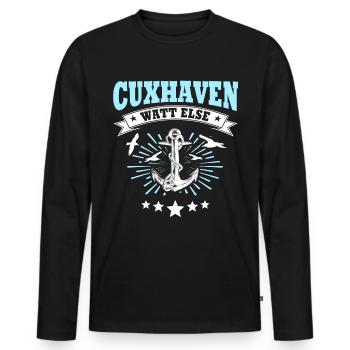 Cuxhaven Sprüche Cuxhavener Souvenir - Männer Premium Bio Langarmshirt - Schwarz - Vorne - Nico (187cm)