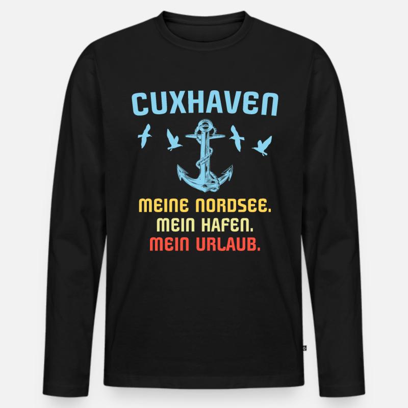 Cuxhaven Sprüche Cuxhavener Souvenir - Männer Premium Bio Langarmshirt - Schwarz