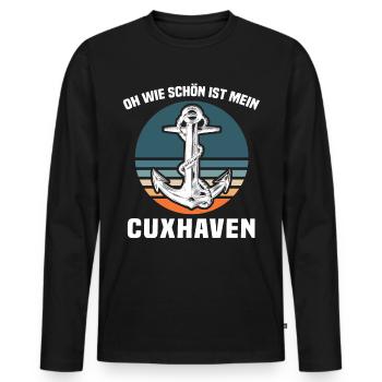 Cuxhaven Sprüche Cuxhavener Souvenir - Männer Premium Bio Langarmshirt - Schwarz - Vorne - Nico (187cm)