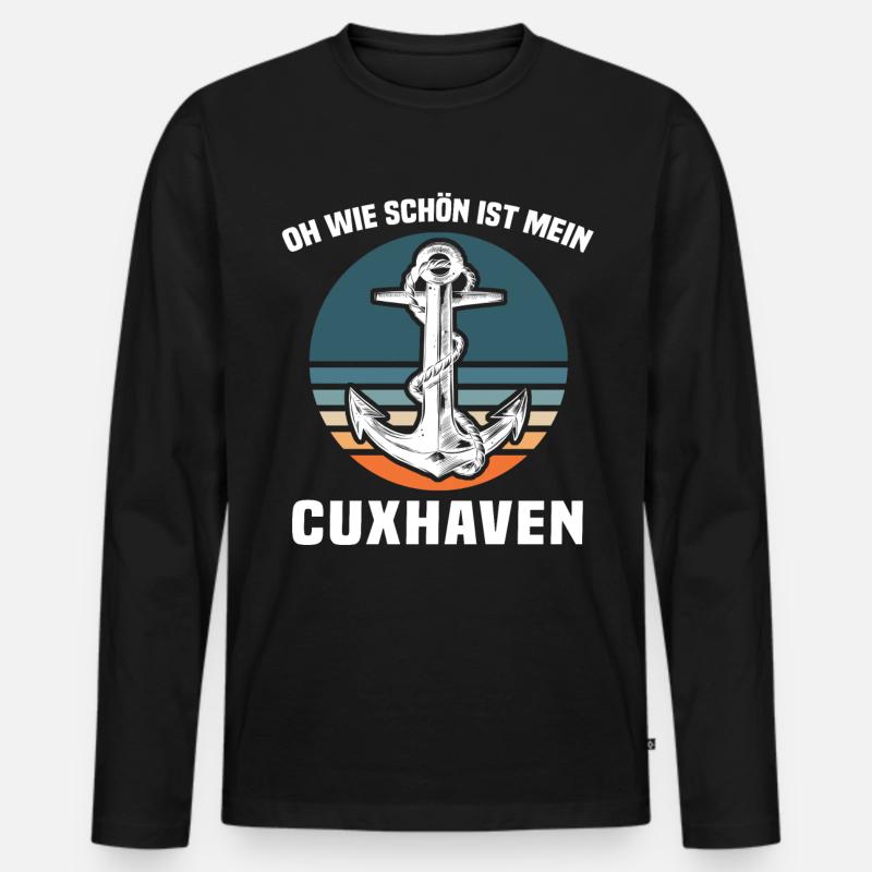 Cuxhaven Sprüche Cuxhavener Souvenir - Männer Premium Bio Langarmshirt - Schwarz