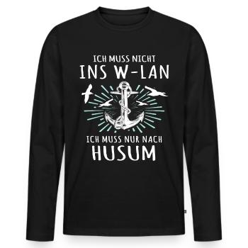 Husum Nordsee Husumer Urlaub - Männer Premium Bio Langarmshirt - Schwarz - Vorne - Nico (187cm)