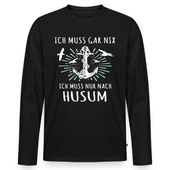 Husum Nordsee Husumer Urlaub - Männer Premium Bio Langarmshirt - Schwarz - Vorne - Nico (187cm)