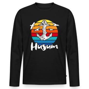 Husum Vacances Husum Mer du Nord - T-shirt manches longues Premium bio Homme - noir - Devant - Nico (187cm)