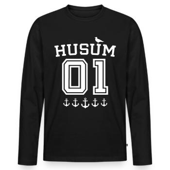 Husum Holiday Husum North Sea - Men's Premium Organic Long Sleeve Shirt - black - Front - Nico (187cm)
