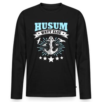 Husum Urlaub Husumer Nordsee - Männer Premium Bio Langarmshirt - Schwarz - Vorne - Nico (187cm)