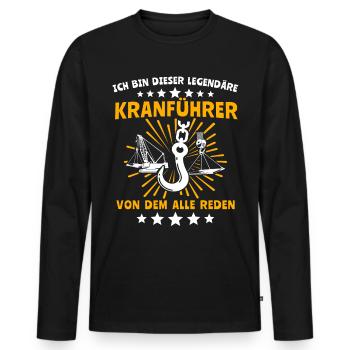 Kranfahrer Kran Legende Kranführer - Männer Premium Bio Langarmshirt - Schwarz - Vorne - Nico (187cm)