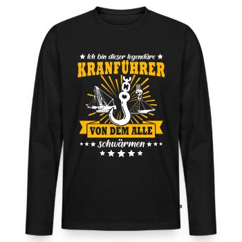 Kranfahrer Kran Legende Kranführer - Männer Premium Bio Langarmshirt - Schwarz - Vorne - Nico (187cm)