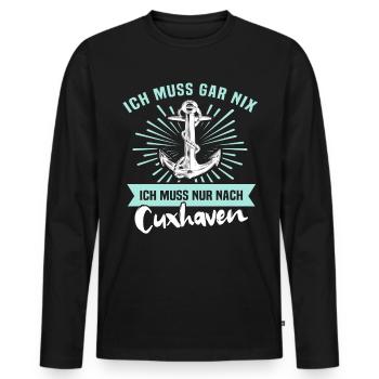 Cuxhaven Nordsee Cuxhavener - Männer Premium Bio Langarmshirt - Schwarz - Vorne - Nico (187cm)