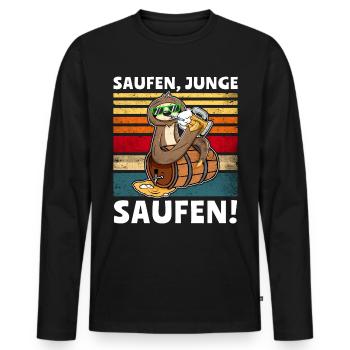 Bier Saufen Faultier Saufsprüche - Männer Premium Bio Langarmshirt - Schwarz - Vorne - Nico (187cm)