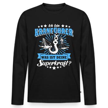 Kranführer Kran Sprüche Kranfahrer - Männer Premium Bio Langarmshirt - Schwarz - Vorne - Nico (187cm)