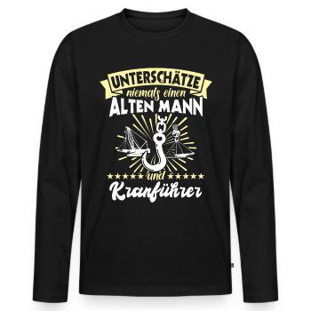 Kranführer Kran Sprüche Kranfahrer - Männer Premium Bio Langarmshirt - Schwarz - Vorne - Nico (187cm)