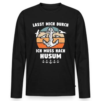 Husum Souvenir Husumer - Männer Premium Bio Langarmshirt - Schwarz - Vorne - Nico (187cm)
