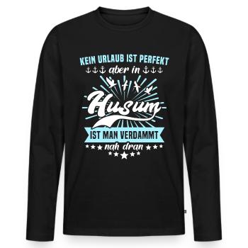 Husum Souvenir Husumer - Männer Premium Bio Langarmshirt - Schwarz - Vorne - Nico (187cm)