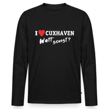 I Love Cuxhaven Liebe Cuxhavener - Men's Premium Organic Long Sleeve Shirt - black - Front - Nico (187cm)