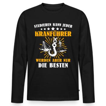 Kranführer Kran Bauarbeiter Kranfahrer - Männer Premium Bio Langarmshirt - Schwarz - Vorne - Nico (187cm)