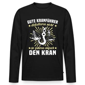 Kranführer Kran Bauarbeiter Kranfahrer - Männer Premium Bio Langarmshirt - Schwarz - Vorne - Nico (187cm)