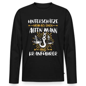 Kranführer Männer Bauarbeiter Kranfahrer - Männer Premium Bio Langarmshirt - Schwarz - Vorne - Nico (187cm)