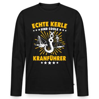 Kranführer Kran Bauarbeiter Kranfahrer - Männer Premium Bio Langarmshirt - Schwarz - Vorne - Nico (187cm)