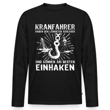 Kranführer Kran Bauarbeiter Kranfahrer - Männer Premium Bio Langarmshirt - Schwarz - Vorne - Nico (187cm)
