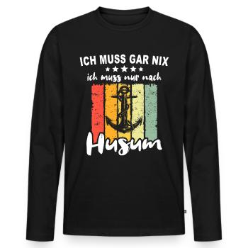 Husum Nordsee Husumer - Männer Premium Bio Langarmshirt - Schwarz - Vorne - Nico (187cm)
