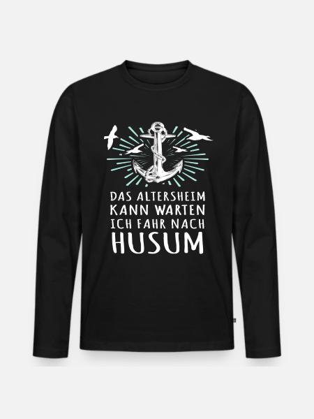 Husum Nordsee Husumer - Männer Premium Bio Langarmshirt - Schwarz