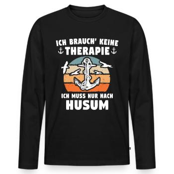Husum Nordsee Husumer - Männer Premium Bio Langarmshirt - Schwarz - Vorne - Nico (187cm)