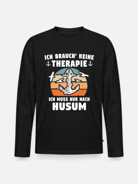 Husum Nordsee Husumer - Männer Premium Bio Langarmshirt - Schwarz