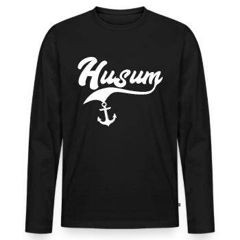 Husum Vacances Husum Mer du Nord - T-shirt manches longues Premium bio Homme - noir - Devant - Nico (187cm)