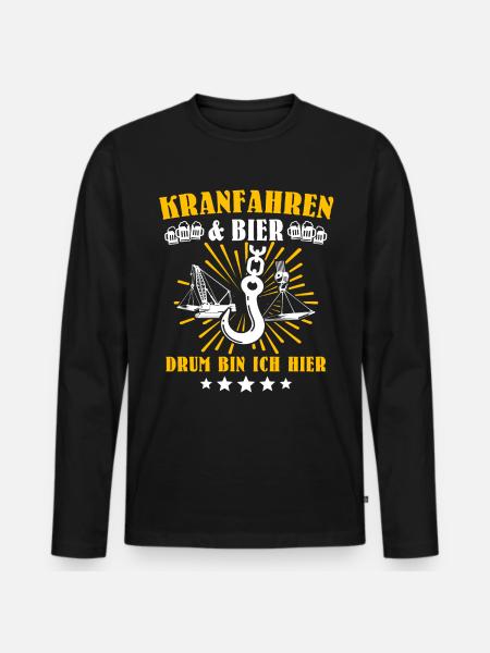 Kranführer Kranhaken Kranfahrer - Männer Premium Bio Langarmshirt - Schwarz