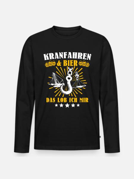 Kranführer Kranhaken Kranfahrer - Männer Premium Bio Langarmshirt - Schwarz