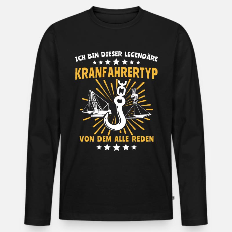Kranführer Kranhaken Kranfahrer - Männer Premium Bio Langarmshirt - Schwarz